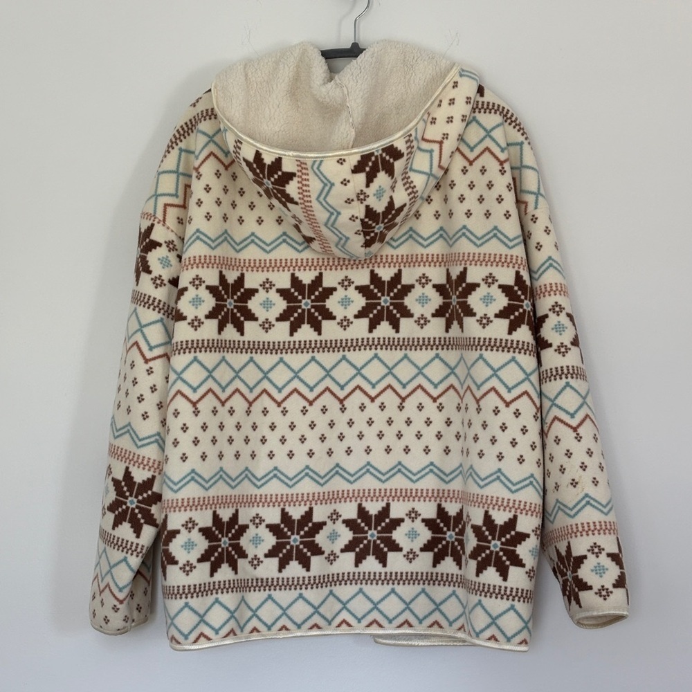 Steve Madden Women’s Sherpa Fleece Wrap Fairisle Print Hooded Jacket XL - Picture 2 of 8